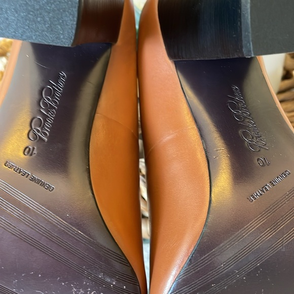 Brooks Brothers Saddle Tan Point Toe Chunky Women’s Heels Size 10 - Picture 5 of 11